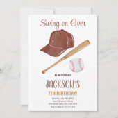 編集可能ボーイズスポーツパーティーカードと赤ステッチDe 招待状 (正面)