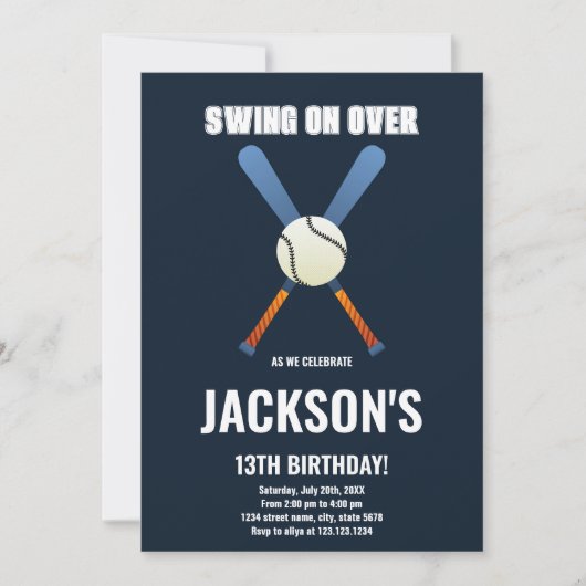 編集可能ボーイズスポーツパーティーカードクラシック付きボール 招待状 (正面)