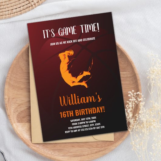 編集可能ボーイズスポーツパーティーカード(アクション付き) 招待状