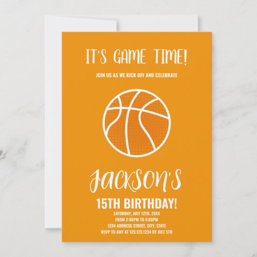 編集可能ボーイズスラムダンクスポーツパーティーカード 招待状 (正面)