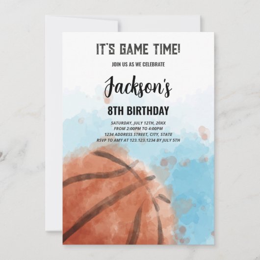 編集可能ボーイズスラムダンクスポーツパーティーカード 招待状 (正面)