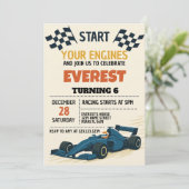 編集可能ボーイズレースパーティー市松模様に招待状 招待状 (スタンド正面)