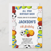 編集可能ボーイズ運動パーティー招待状 招待状 (正面)