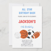 編集可能ボーイズ運動パーティー招待状 招待状 (正面)