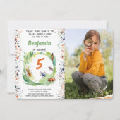 編集可能ボーイバグ誕生日パーティーの写真 招待状 (正面)