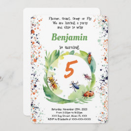 編集可能ボーイバグ誕生日パーティー 招待状