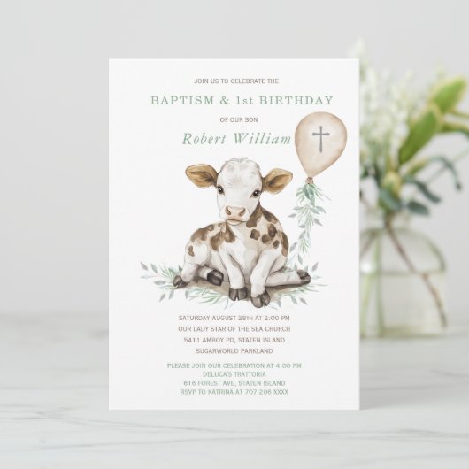 編集可能ボーイファースト誕生日とバプテスマ 招待状 (スタンド正面)