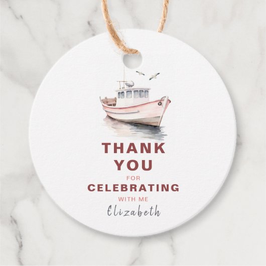 編集可能ボートサークルの好意/ありがとうラベル – 少女 フェイバータグ (正面)