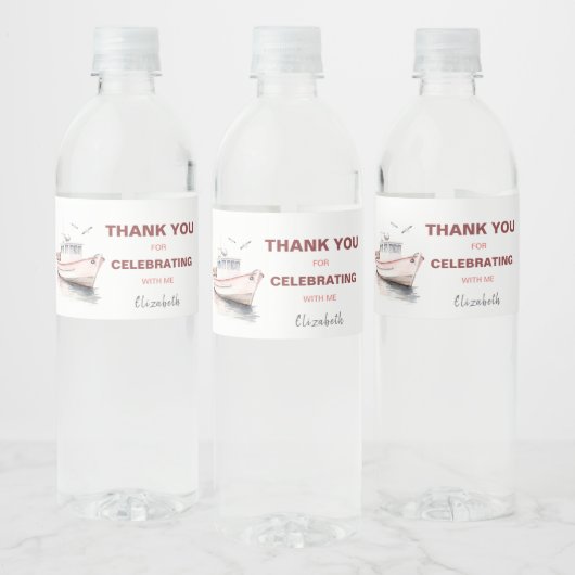 編集可能ボート航海のウォーターボトルラベル – 女の子 ペットボトルラベル (ボトル)