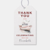 編集可能ボート航海の誕生日メッセージカード – 少女 ギフトタグ (正面)