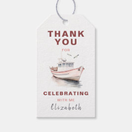 編集可能ボート航海の誕生日メッセージカード – 少女 ギフトタグ