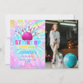 編集可能ボーリング誕生日フォト招待状 招待状 (正面)