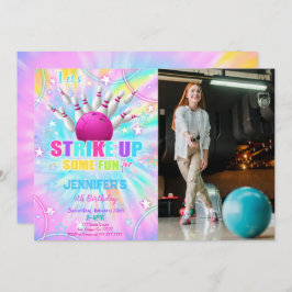 編集可能ボーリング誕生日フォト招待状 招待状