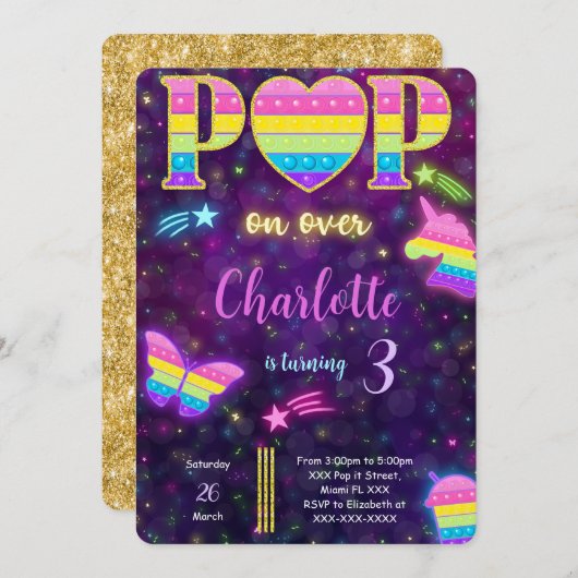 編集可能ポップ・アートのit誕生日招待状 招待状 (正面/裏面)