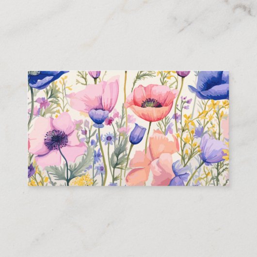 編集可能ポピー花屋ブーケメッセージカード 名刺 (裏面)