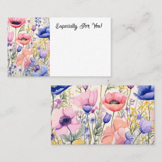 編集可能ポピー花屋ブーケメッセージカード 名刺 (正面/裏面)