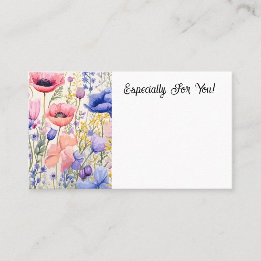 編集可能ポピー花屋ブーケメッセージカード 名刺 (正面)