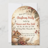編集可能マウスとベリーのクリスマスパーティー 招待状 (正面)
