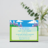 編集可能マウンテンズアンドパークキャンプアウト招待状 インビテーションポストカード (スタンド正面)