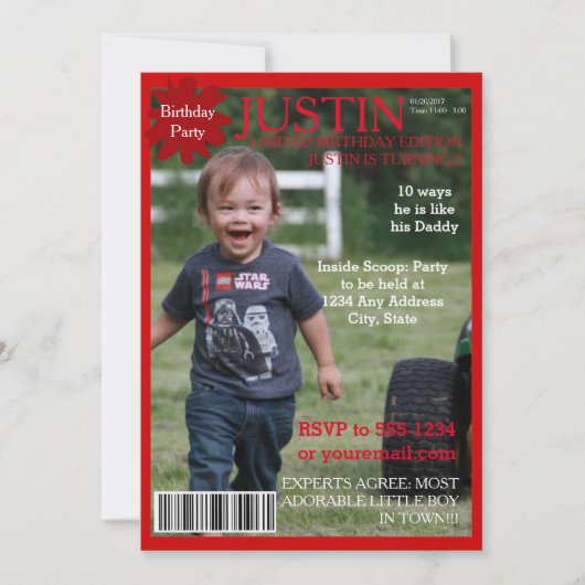 編集可能マガジンカバーパーティの招待状 招待状 (正面)