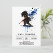 編集可能マジカル忍者ボーイデジタル誕生日 招待状 (スタンド正面)