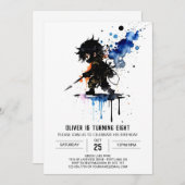 編集可能マジカル忍者ボーイデジタル誕生日 招待状 (正面/裏面)