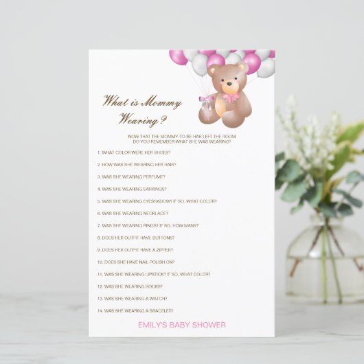 編集可能ママ着用ベビーシャワーゲーム (スタンド正面)
