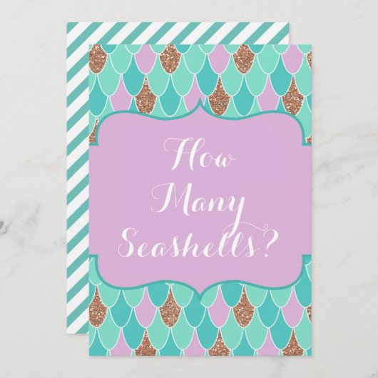 編集可能マーメイドベビーシャワーゲーム招待状 招待状 (正面/裏面)