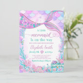 編集可能マーメイドベビーシャワー招待状ベビーショーウ 招待状 (スタンド正面)