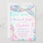 編集可能マーメイド誕生日招待状、マーメイドインヴィ 招待状 (正面)