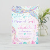 編集可能マーメイド誕生日招待状、マーメイドインヴィ 招待状 (スタンド正面)