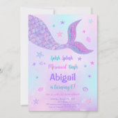 編集可能マーメイド誕生日招待状 招待状 (正面)