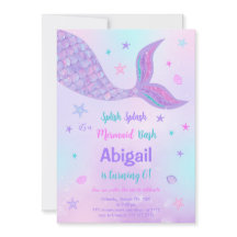 編集可能マーメイド誕生日招待状