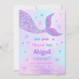 編集可能マーメイド誕生日招待状 招待状