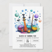 編集可能ミステリーギアサイエンティスト誕生日 招待状 (正面)