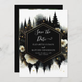 編集可能ミニマルな魅惑されたフォレ結婚スト セーブザデート (正面/裏面)