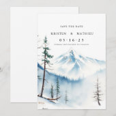 編集可能ミニマル山 セーブザデート (正面/裏面)