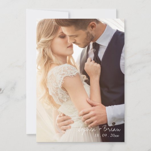 編集可能ミニマル結婚式招待状テンプレート 招待状 (正面)