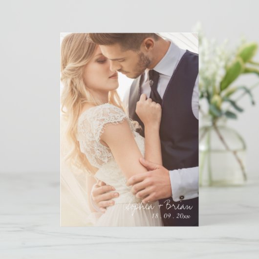 編集可能ミニマル結婚式招待状テンプレート 招待状 (スタンド正面)