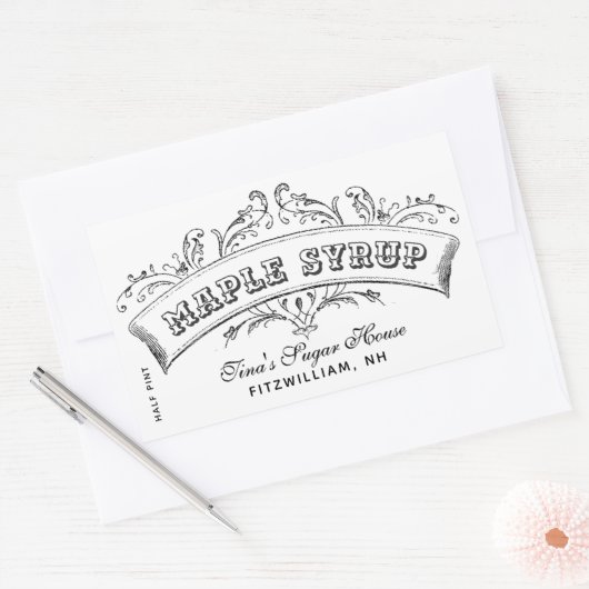編集可能メープルシロップのラベル古いスファッションドクロール 長方形シール (封筒)