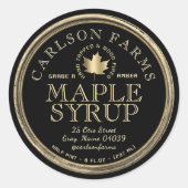 編集可能メープルシロップファンシーラ縁どクロと金ゴールド ラウンドシール (正面)