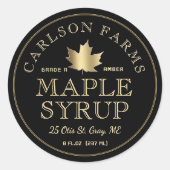 編集可能メープルシロップ金ゴールドメープルリーフラベル ラウンドシール (正面)