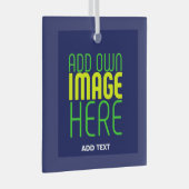 編集可能モダンかわいいネイビーブルーイメージ文字テンプレート ガラスオーナメント (正面右)