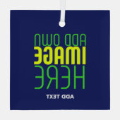 編集可能モダンかわいいネイビーブルーイメージ文字テンプレート ガラスオーナメント (裏面)
