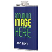 編集可能モダンかわいいネイビーブルーイメージ文字テンプレート フラスク (左)