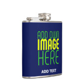 編集可能モダンかわいいネイビーブルーイメージ文字テンプレート フラスク (右)