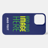 編集可能モダンかわいいネイビーブルーイメージ文字テンプレート iPhoneケース (裏面横)