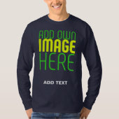 編集可能モダンかわいいネイビーブルーイメージ文字テンプレート Tシャツ (正面)