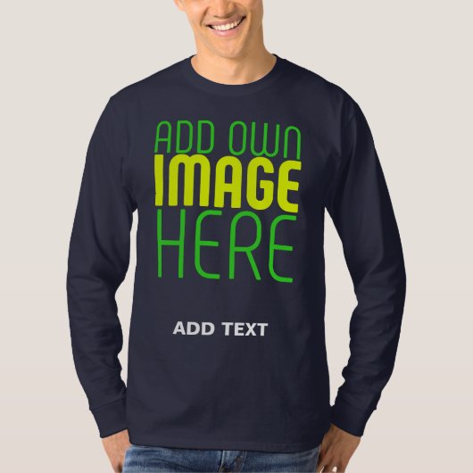 編集可能モダンかわいいネイビーブルーイメージ文字テンプレート Tシャツ (正面)