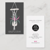 編集可能モダンなグレーハウス植物インテリアデコ 名刺 (正面/裏面)